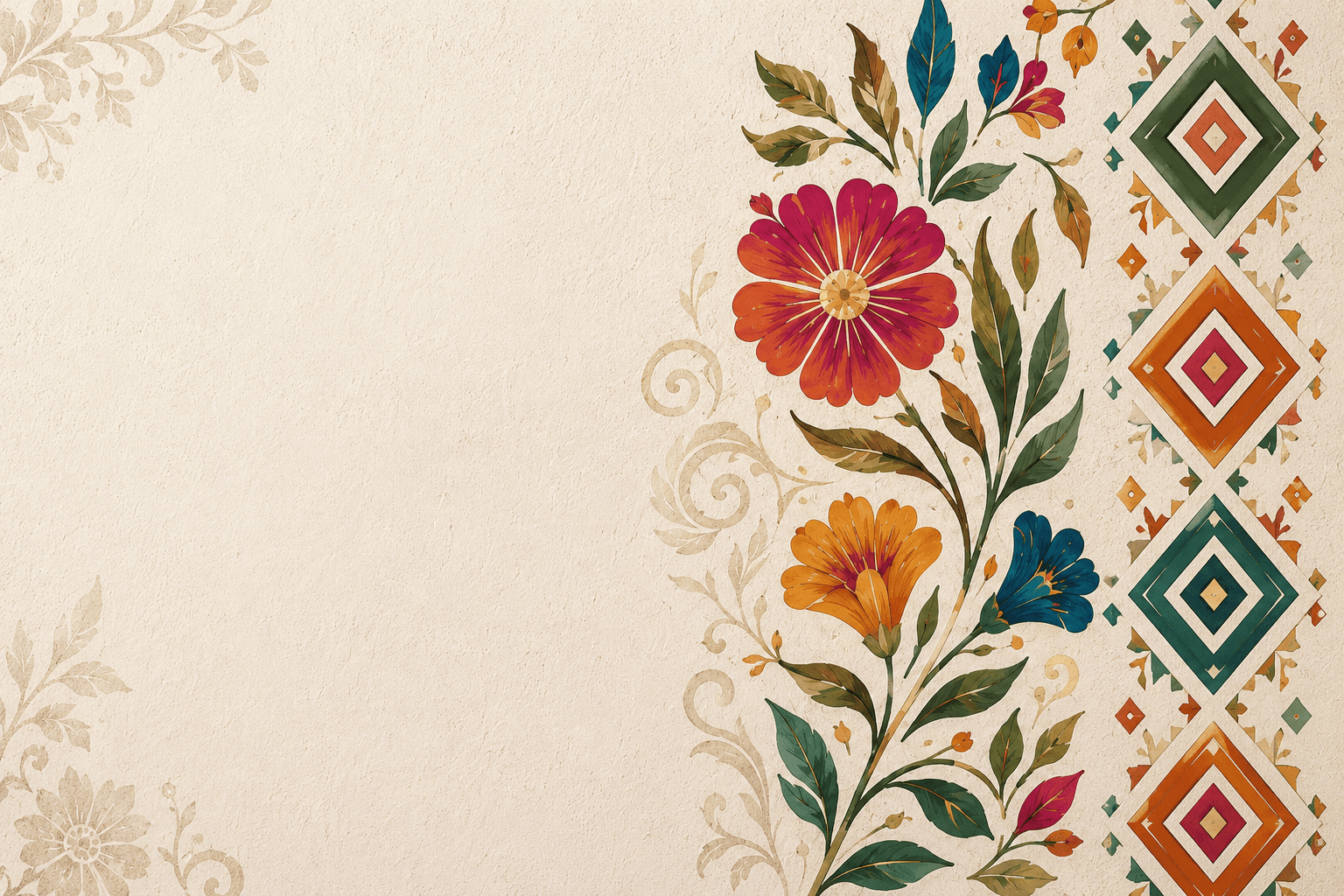 Fondo decorativo artesanal con flores tradicionales